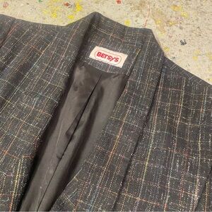 Vintage 90s Tweed Blazer Multicolor Fleck Oversized Office Jacket
